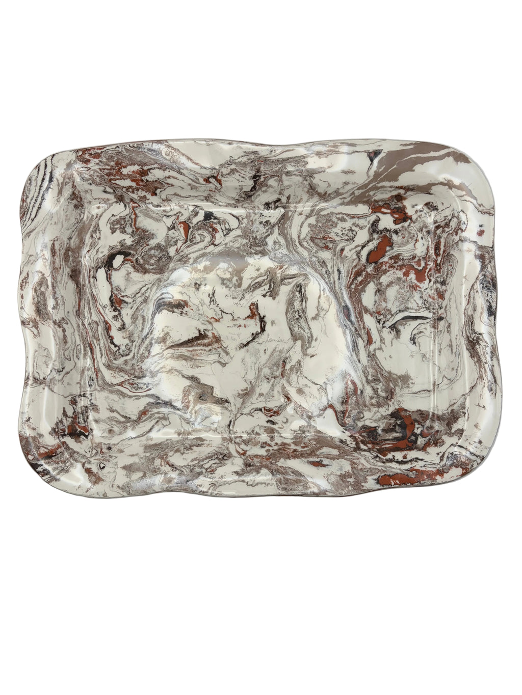 Ceramic Marbleized Tray - Brown