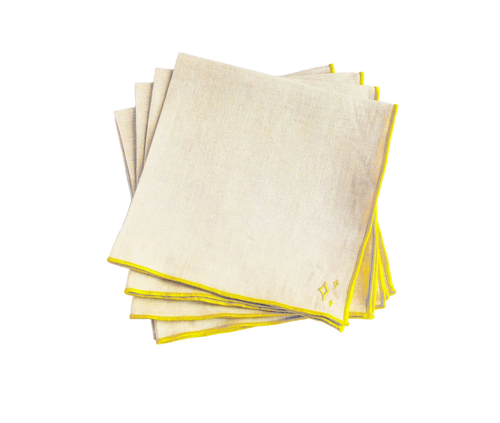 Linen Napkin - Yellow Trim