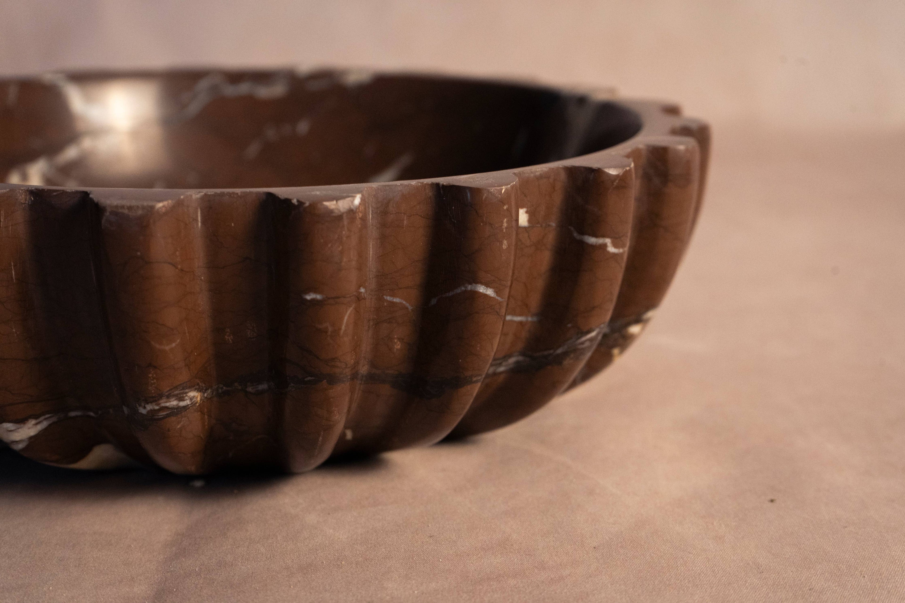 Signature Pleated Bowl - Chocolate Marble