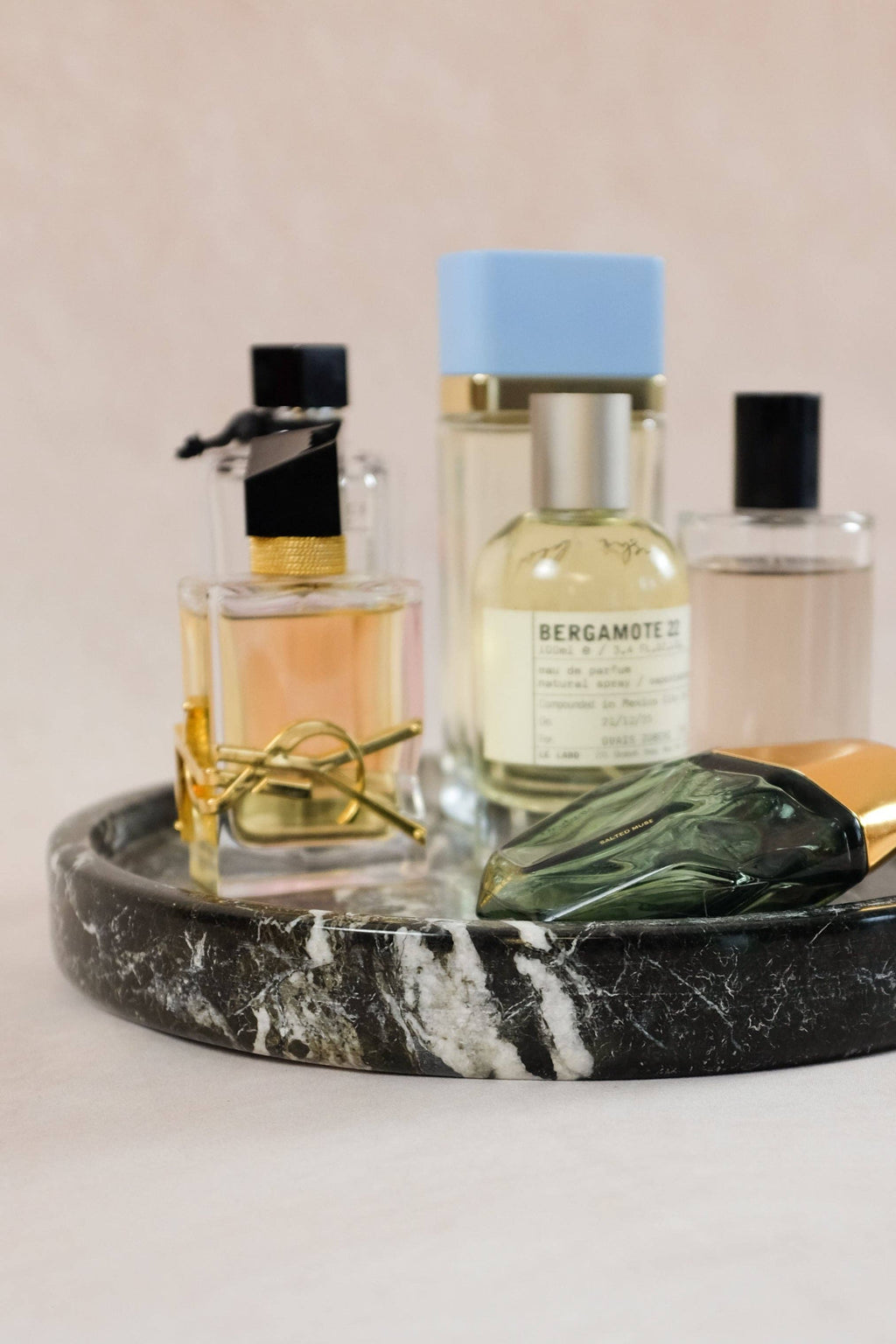 Classic Round Vanity Tray - Black Zebra Marble