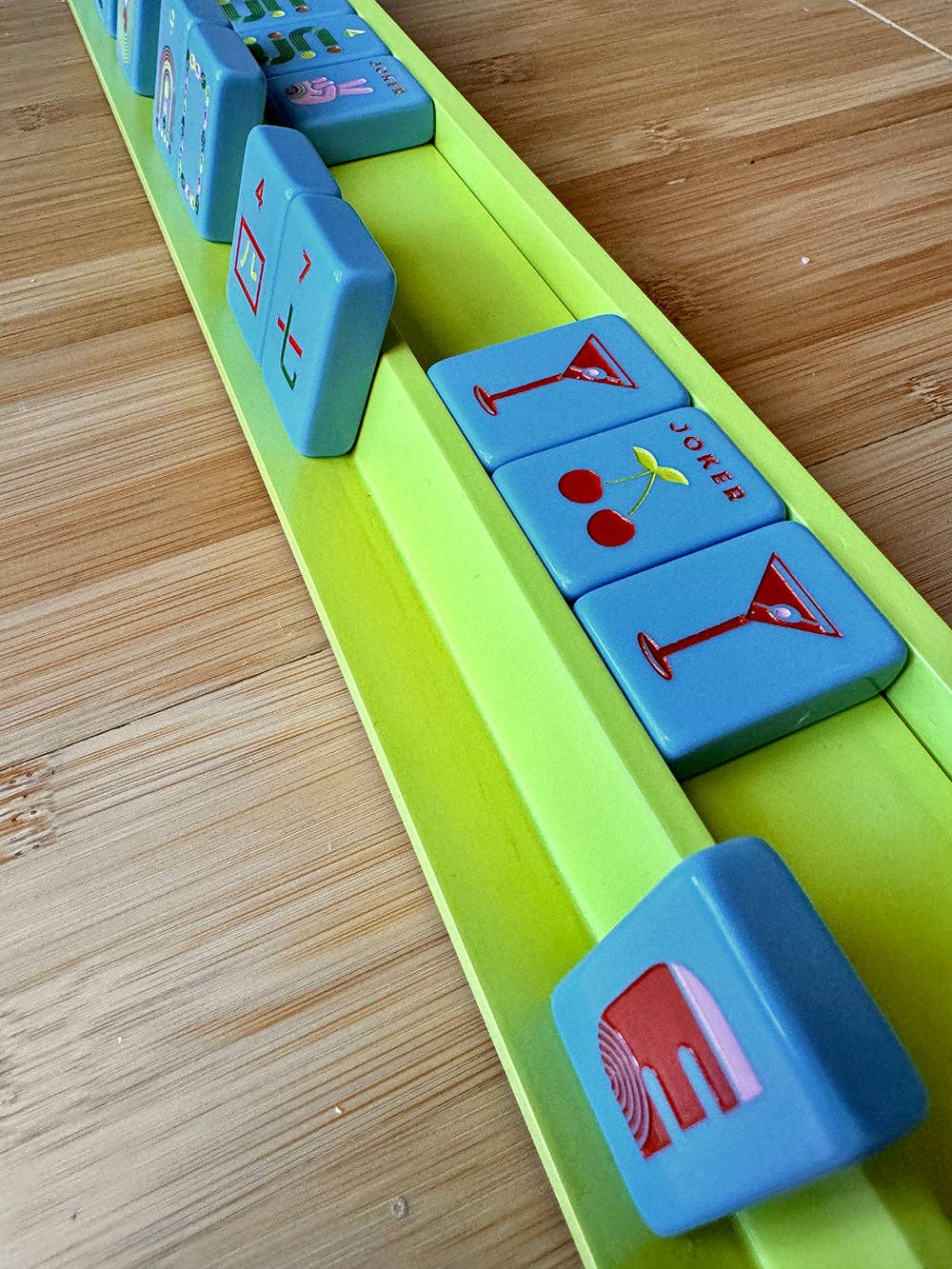 Mahjong Racks & Pushers (Set of 4): Chartreuse