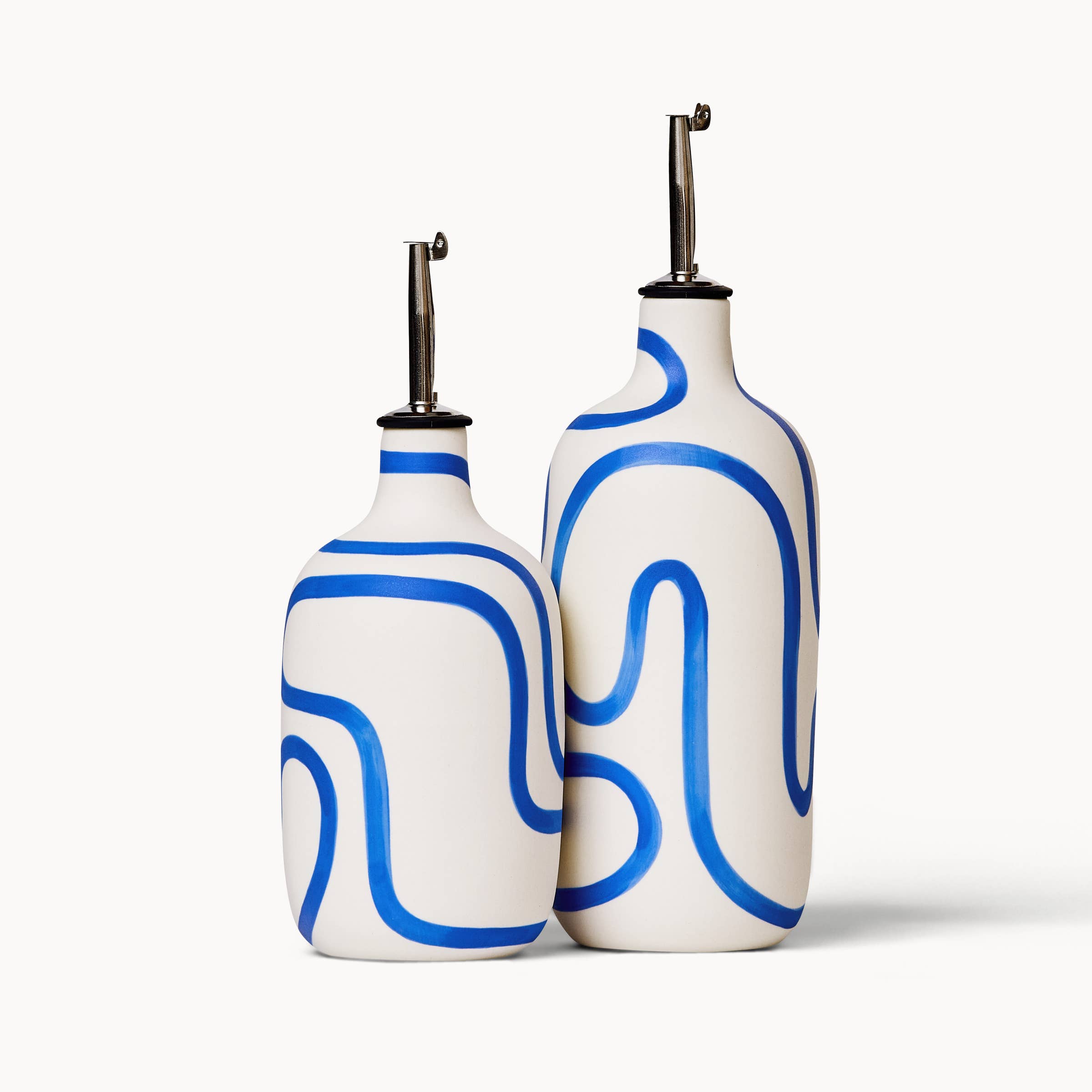 Oil / Vinegar Cruets - Cobalt Outline: Tall