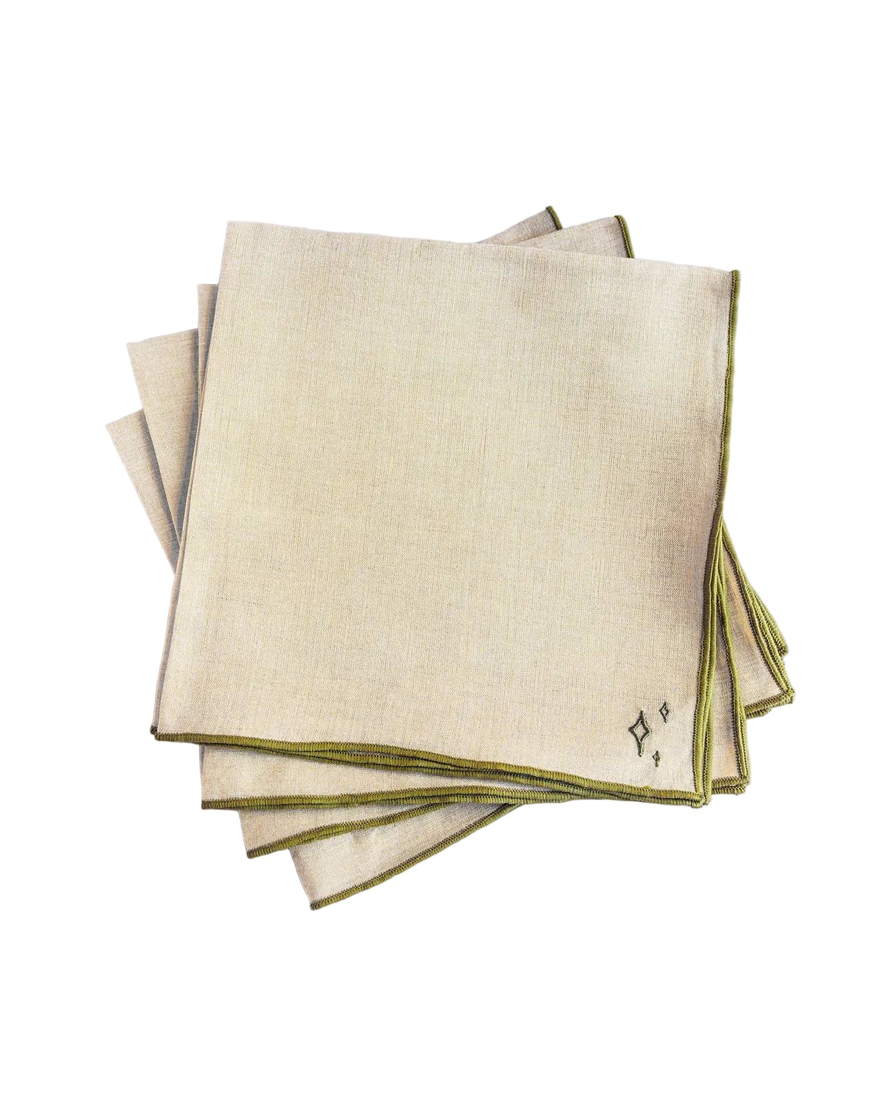 Linen Napkin - Dark Green Trim