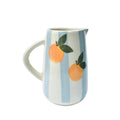Blue Striped Orange Ceramic Pitcher