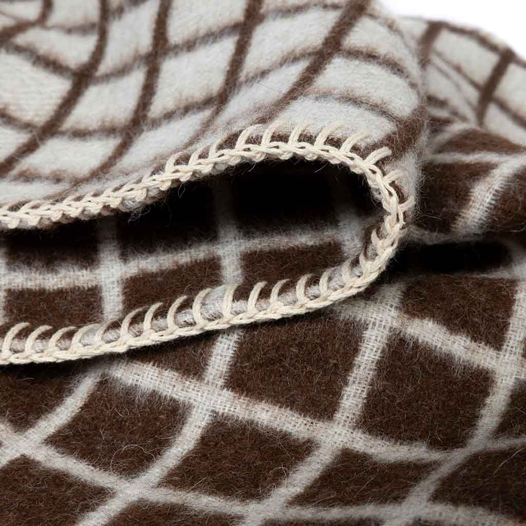 Floyd Zero Dye Blanket, Ivory/Coffee Microgrid