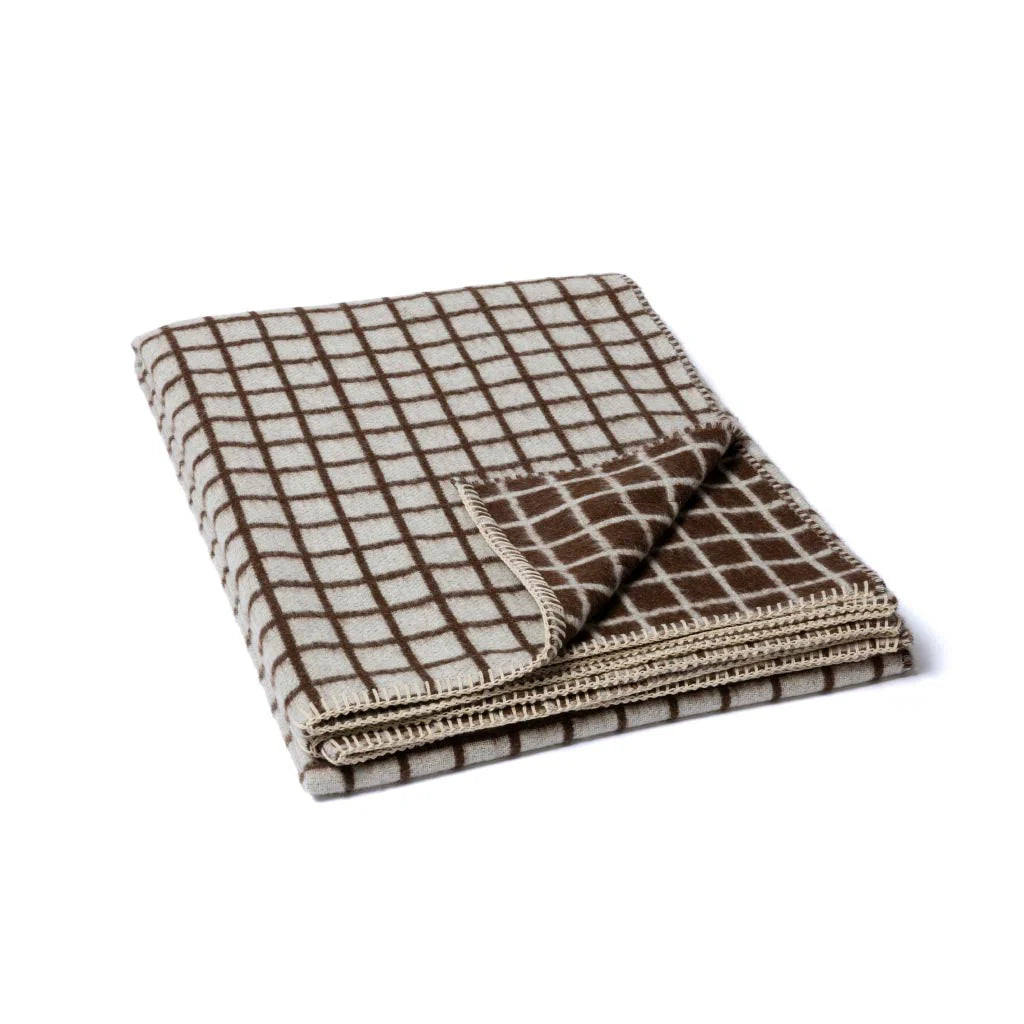 Floyd Zero Dye Blanket, Ivory/Coffee Microgrid