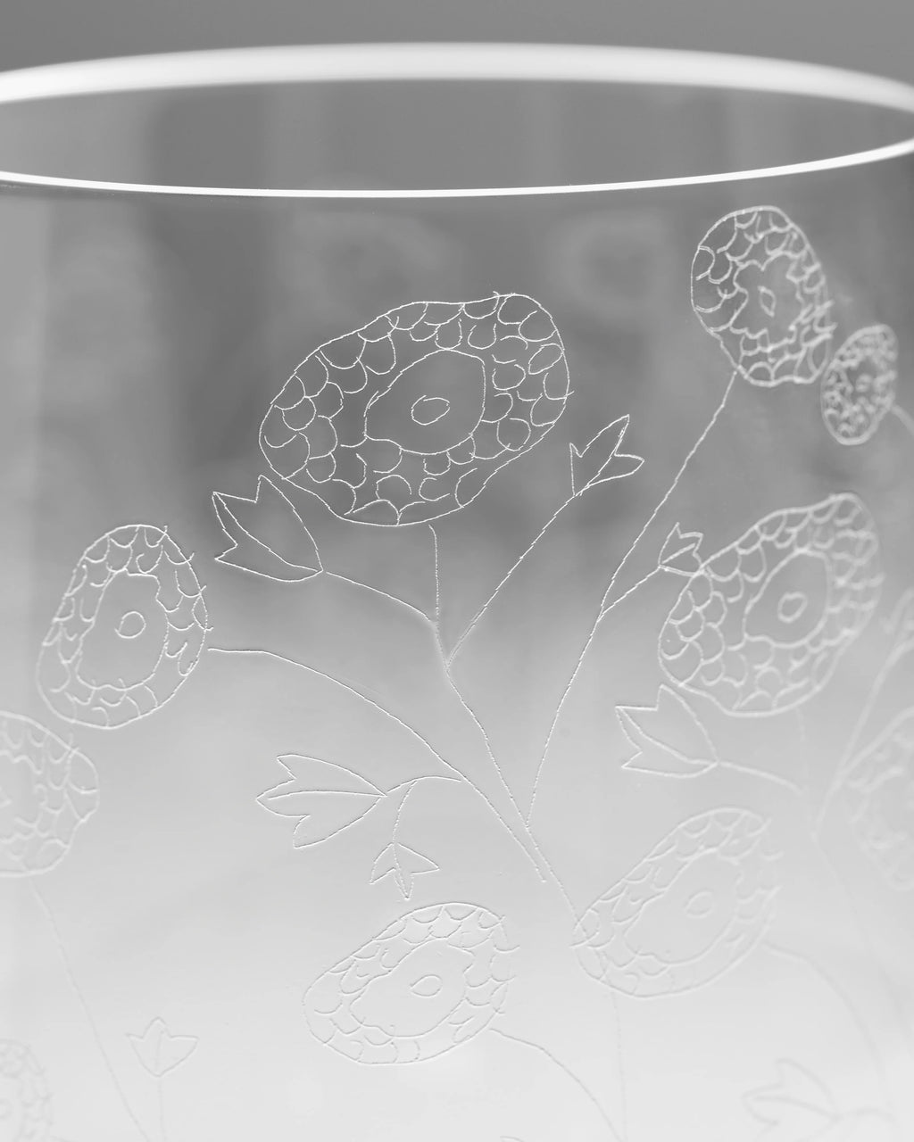 Midnight Flowers Etched Red Wine Glass