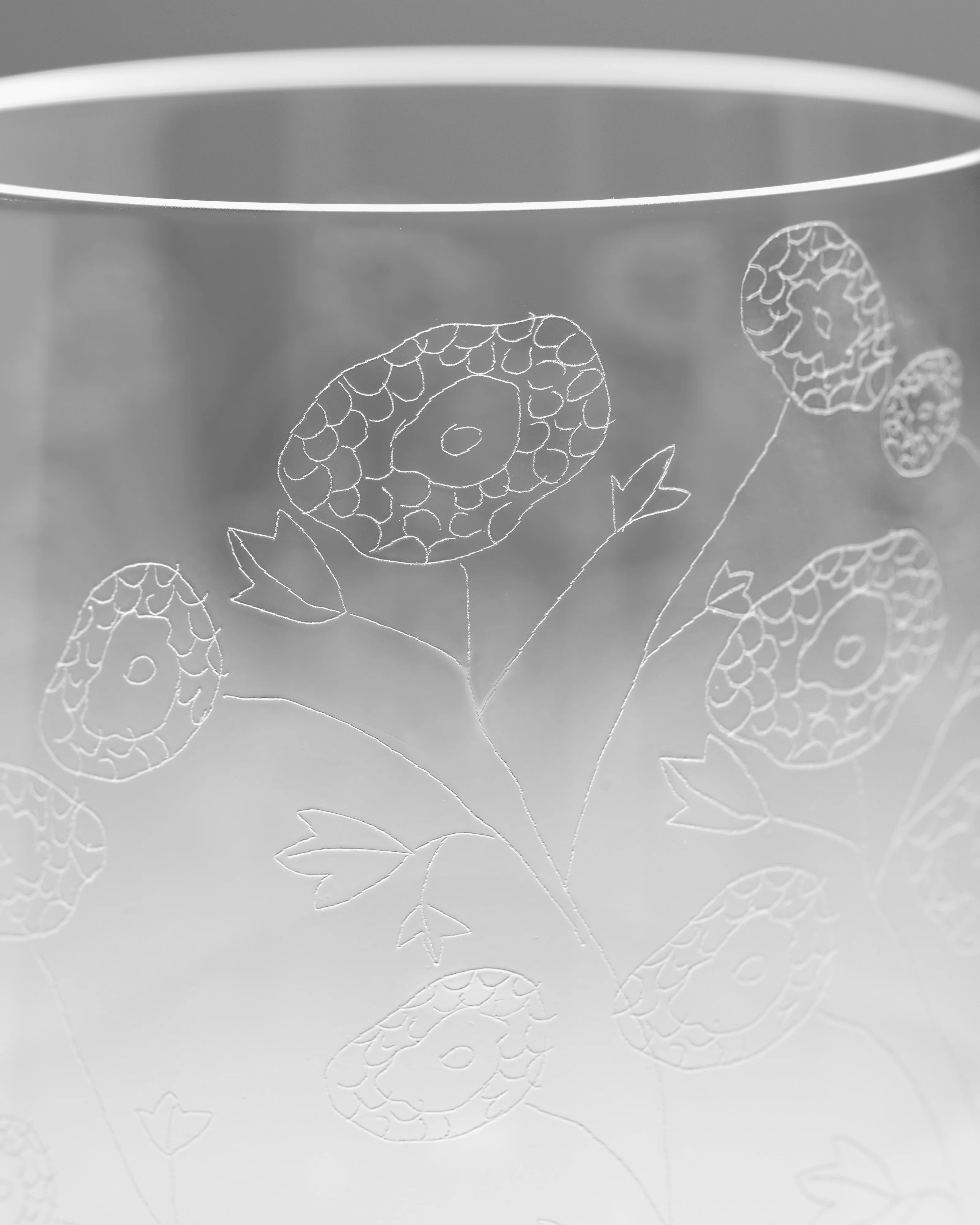 Midnight Flowers Etched Red Wine Glass