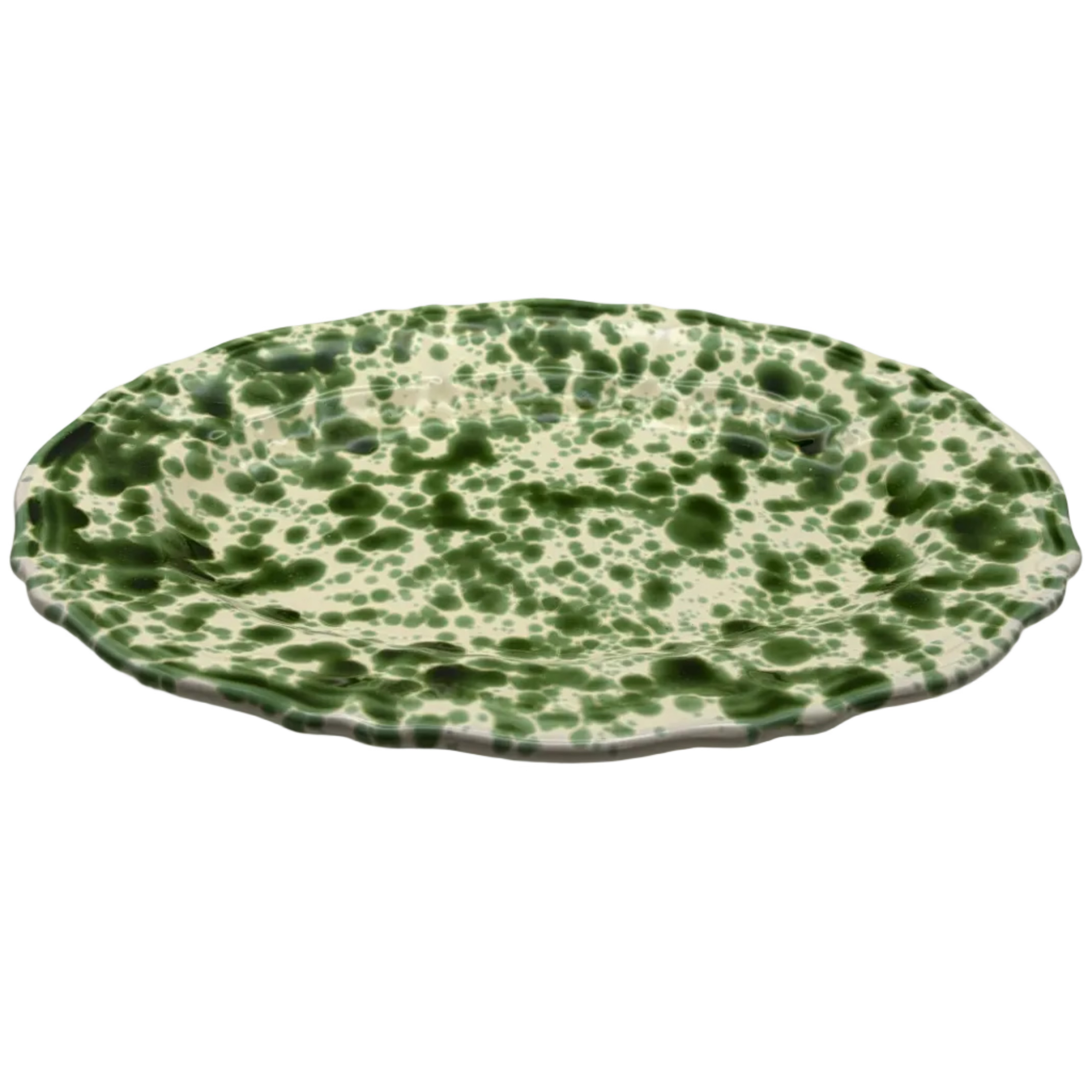 Splatter Scallop Platter, Green