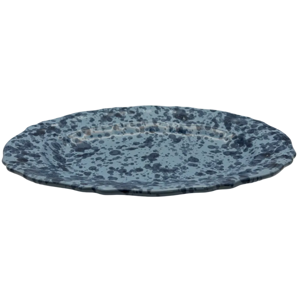 Splatter Scallop Platter, Blue