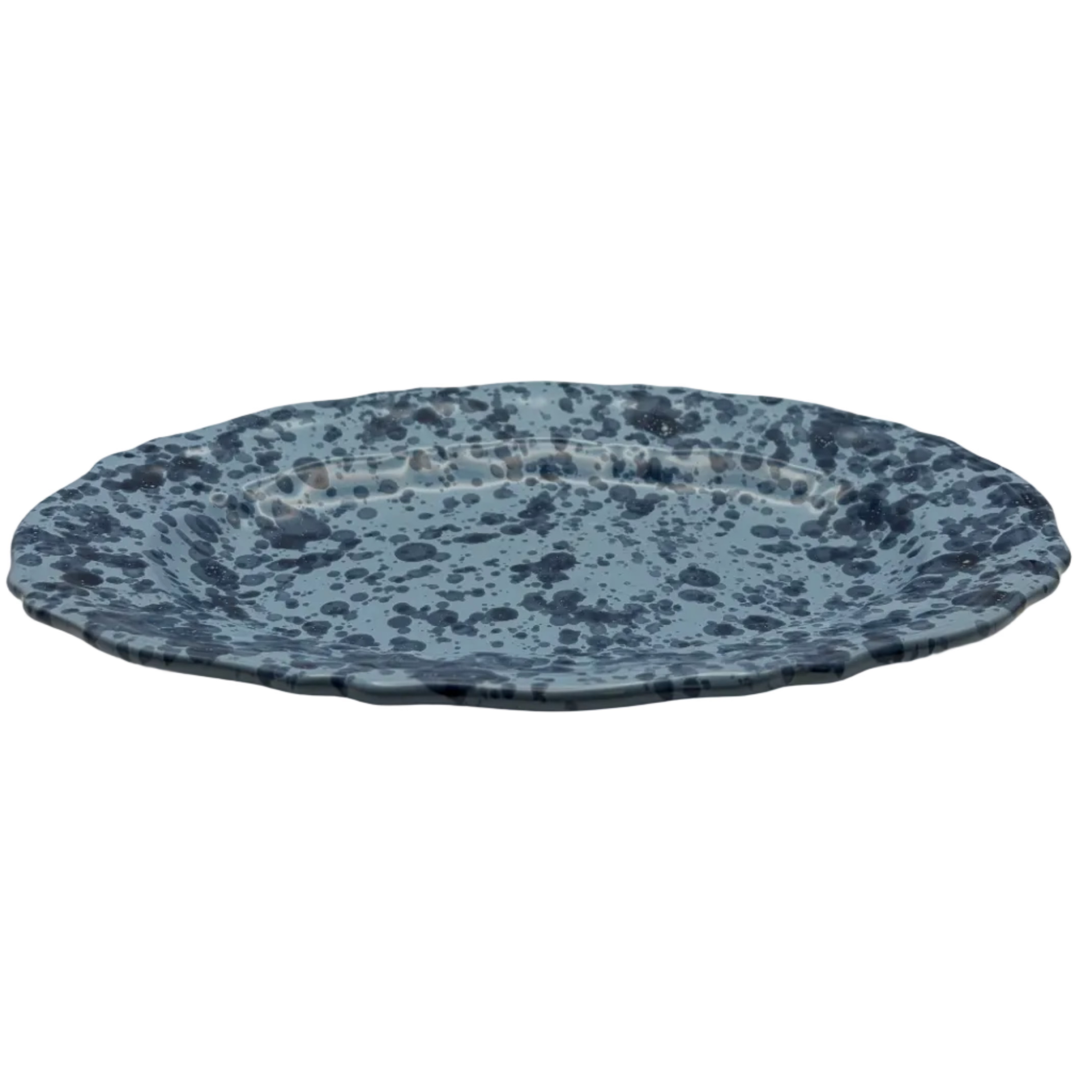 Splatter Scallop Platter, Blue