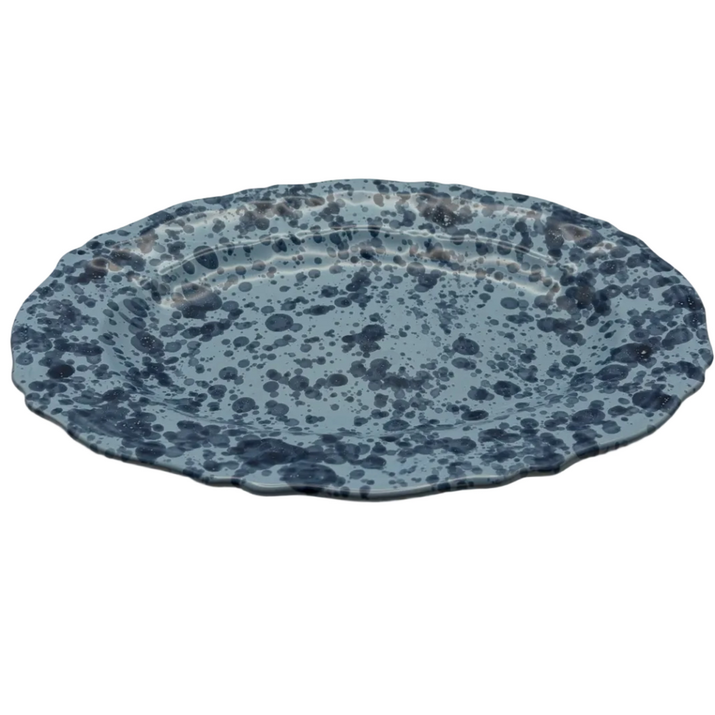Splatter Scallop Platter, Blue