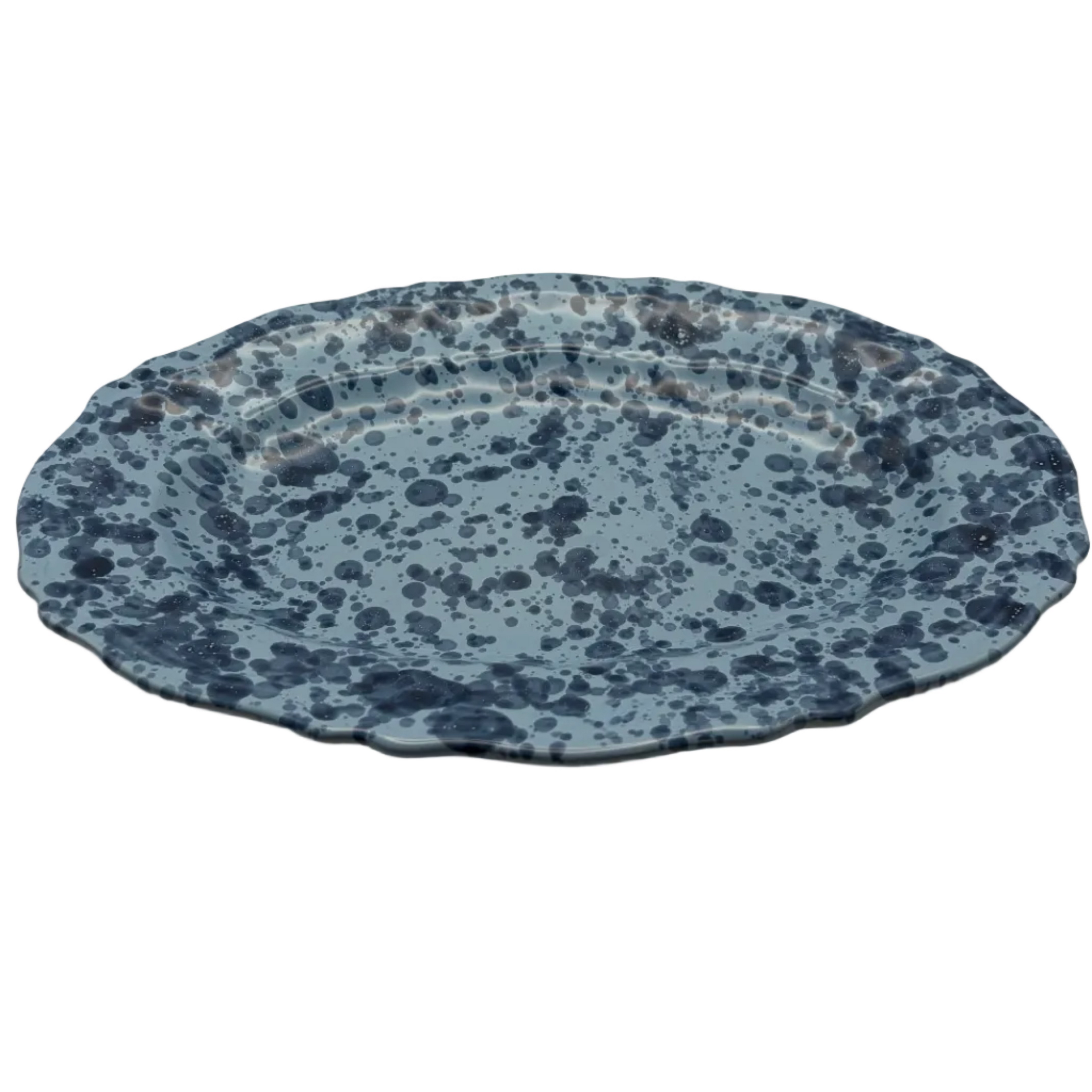 Splatter Scallop Platter, Blue