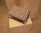 Floyd Zero Dye Blanket, Ivory/Coffee Microgrid