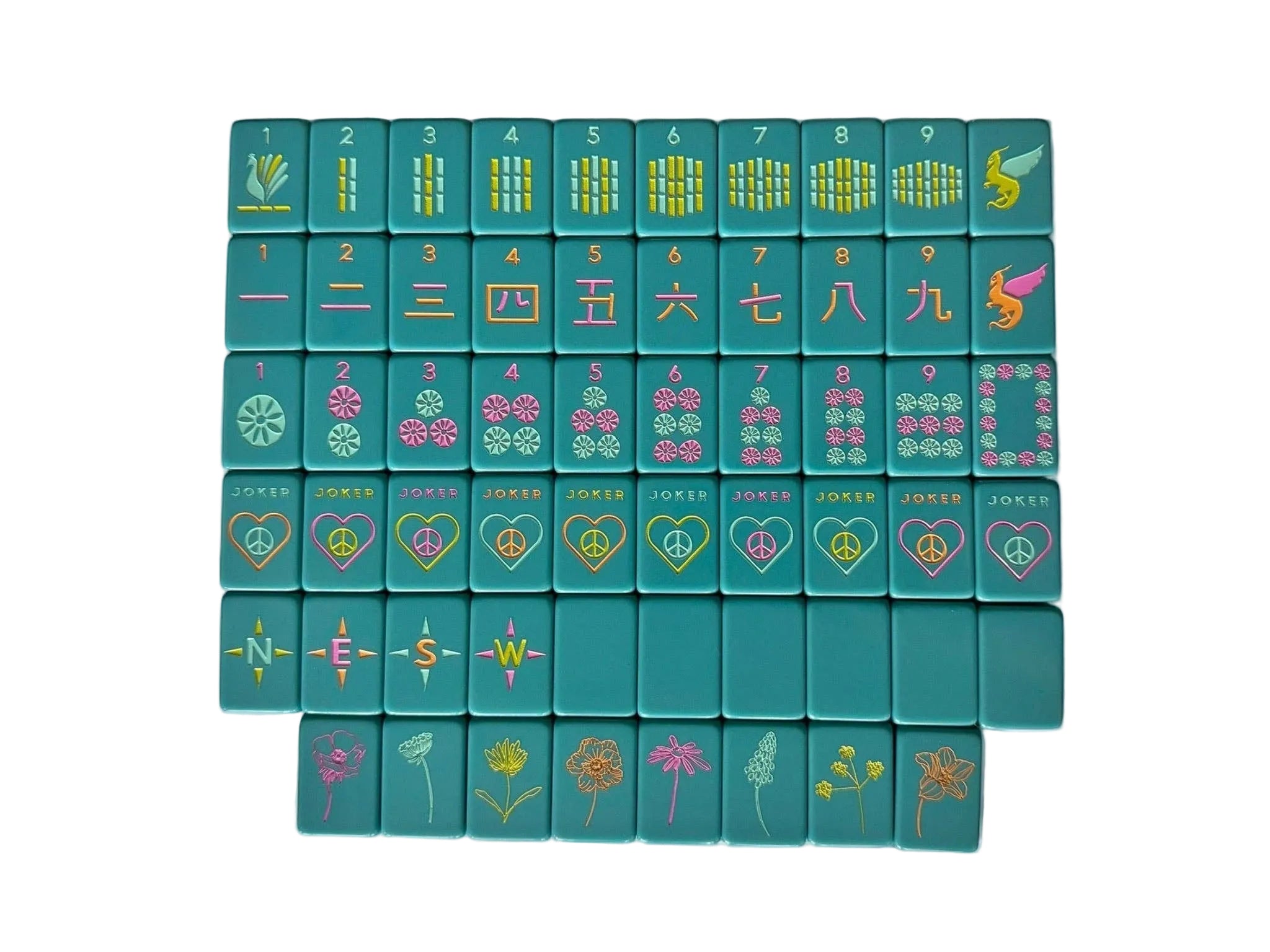 Mahjong Tiles - Totally Teal