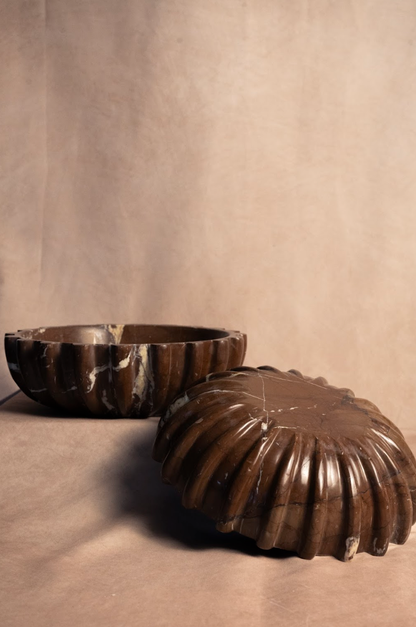 Signature Pleated Bowl - Chocolate Marble
