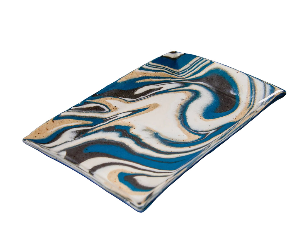 Small Rectangular Dish - Blue and Black