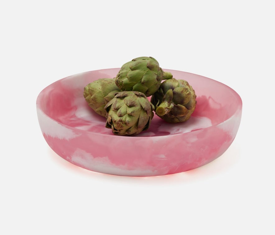 Pink Swirled Serving Bowl - Large